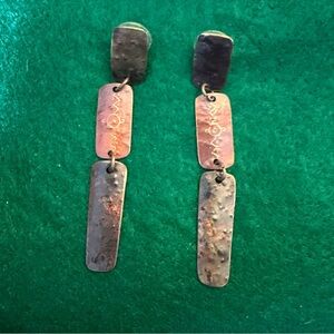Vintage Copper Hammered Dangle Earrings